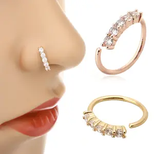 Shiny Diamond Jewelry Nose Stud Hoop Twisted Chain Nose Cuffs Nose Ring Without Piercing /