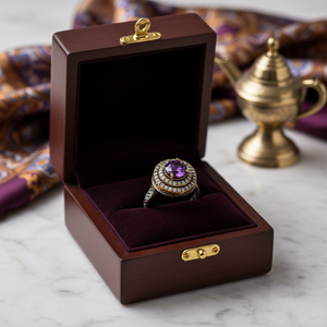 Ottoman Round Design Amethyst <b>CZ</b> Zircon Stone Geometricd Shape Popular Charm Model Wholesale Authentic Silver <b>Ring</b> - Product Image 3