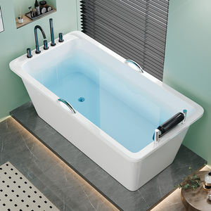 <span class=keywords><strong>Baignoire</strong></span> autoportante minimaliste moderne en acrylique blanc rectangulaire pour adultes pour la salle de bain avec robinet non inclus - Product Image 2