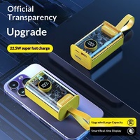 Banco de Energía Portátil de Plástico en Oferta, 10000 mAh, Carga Rápida, Gran Capacidad, Cable Integrado, Logotipo Personalizado
