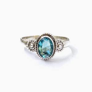 Bague en quartz bleu au meilleur prix, bague en argent sterling 925, pierre précieuse, bague ajustable, collection artisanale, belles bagues en argent, bijoux en argent - Product Image 1