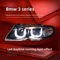 Ensemble de phares pour BMW Série 3 E46 01-04 avec feux de jour LED modifiés, lentille bifocale, lampe au xénon 55W 24V
