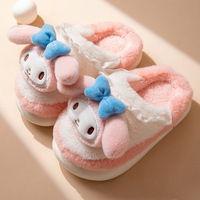 2022 en Stock enfants pantoufles en peluche Kuromi mélodie cannelle Pom Pom Purin mignon Kawaii enfants pantoufles en peluche