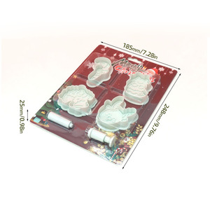 New Giáng Sinh Chủ Đề Phim Hoạt Hình Cookie Khuôn Set 3D Ép Fondant DIY Baking Công Cụ Nhựa Cookie Máy Cắt - Product Image 6