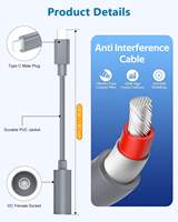 Câble de charge Starlink Mini, adaptateur d'alimentation Type C vers DC femelle, câble d'extension de charge étanche pour Starlink Mini