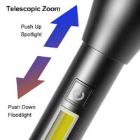 Lampe torche LED COB XHP50 multifonctionnelle et zoomable, 4 modes d'éclairage, puissante, rechargeable par USB, pour le camping et les situations d'urgence