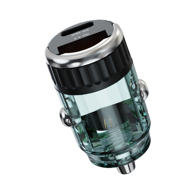 54W Transparent Mini Car Charger PD 36W Type-C & QC 3.0 Dual Port Fast Charging Adapter Portable Car Phone Charger Outlet