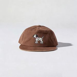 Casquette de baseball personnalisée à 5 panneaux, visière plate, motif animal brodé, en coton marron, respirante, imperméable, style streetwear, snapback - Product Image 2