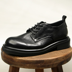 Chaussures en cuir à bout rond, style britannique, décontractées pour hommes, en cuir de vachette pleine fleur, rétro, faites à la main, à semelle épaisse, plateforme, style chunky, taille 38 à 44 - Product Image 2