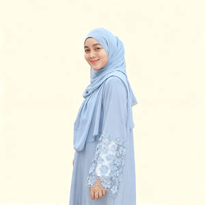 فستان ماكسي إسلامي فاخر مصنوع حسب الطلب من الشيفون بأكمام فضفاضة على الطراز الأسترالي والدبي التقليدي مع غطاء رأس للنساء - Product Image 5