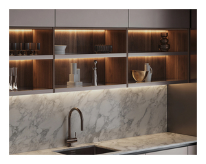 Sistema <span class=keywords><strong>Cucina</strong></span> Personalizzato con <span class=keywords><strong>Dispensa</strong></span> Nascosta, Elettrodomestici Integrati, Isola in Marmo e Vetrina con Illuminazione LED - Product Image 6