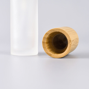 <b>Empty</b> Clear Frosted Bamboo Cosmetic Glass Container Screen Printing <b>Spray</b> Pump Serum <b>Bottle</b> 30-120ml Square Shape Skin Care - Product Image 4