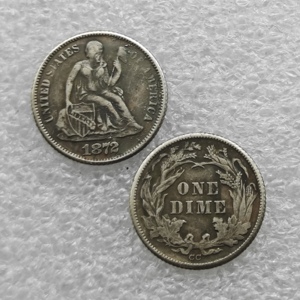 Pièces de monnaie commémoratives de style antique, 1 Dime des États-Unis (1860-1885), « Dime Liberté Assise », Cadeaux, Décoration d'intérieur - Product Image 5