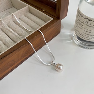 สร้อยคอโซ่เงินสเตอร์ลิง S925พร้อมจี้มุกทรงกลมสวมใส่ได้ทุกวัน - Product Image 2