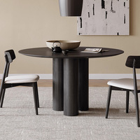 Table à manger ronde extensible moderne en bois de frêne massif, 2 places, pieds en fer, meubles pour petits appartements et hôtels