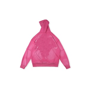 Felpe con Cappuccio Casual Sportive di Alta Qualità all'Ingrosso, Design con Cerniera Sbiadita <span class=keywords><strong>Rosa</strong></span> e Strappi, per <span class=keywords><strong>Uomo</strong></span> e Donna - Product Image 3