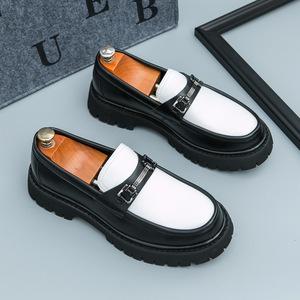 Foreign Trade PU Shoes Men's 2025 Spring <strong>Loafers</strong> Slip-on Thick-soled Youth Casual British Fashionable Solid Peas Shoes - Product Image 2