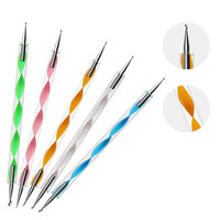 Kit professionnel d'outils pour nail art 15 pinceaux 5 stylos à points 24 autocollants et strass 24 styles Pinces Kit de manucure DIY