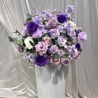 EG-RF-PR06 Décoration florale élégante pour Quinceañera, boules de fleurs violettes et chemin de table floral pour 15e anniversaire