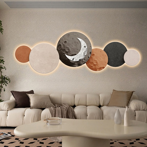 Настраиваемый черный 3D песчаник Тихий ветер мульти звеньевая планета резной декоративный диван фон абстрактный металлический холст - Product Image 2