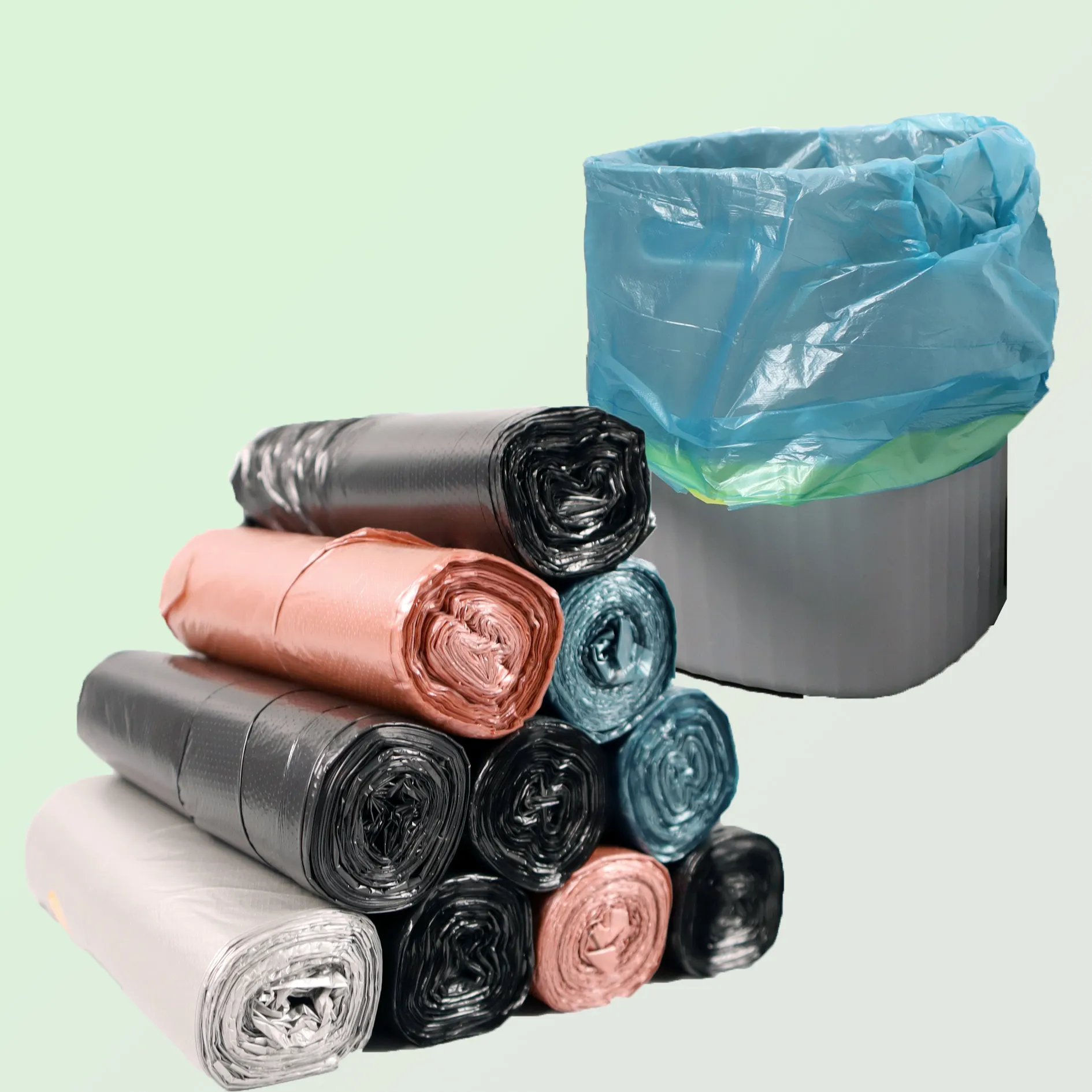 Cheap Custom logo Poly Garbage Bags Plastic PE Heavy Duty Clear Drawstring Trash rubbish Bag