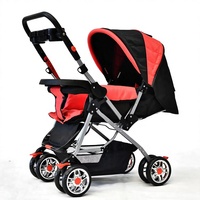 Poussette bébé pliable portable 360 °   Poussette pour bébé à poignée réversible et position haute avec grand panier de rangement