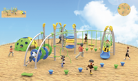 Structure de jeu extérieure pour enfants, avec filet d'escalade, barres de grimpe, structure de jeu en acier et plastique, pour 5 à 10 enfants, marque JQL