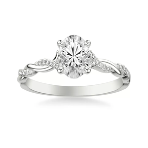 14K solid Gold Twisted <b>Infinity</b> Shank Pave Side oval Cut Lab Grown Diamond Engagement Ring Jewelry IGI certificate for women - Product Image 2