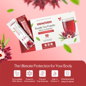 Bebida funcional premium OEM de roselle de hibisco orgánico, mezcla instantánea soluble, salud cardiovascular, bebida natural para el bienestar. - Product Image 4