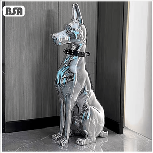Escultura <span class=keywords><strong>de</strong></span> Perro Doberman <span class=keywords><strong>de</strong></span> Acero Inoxidable 304 Pulido a Espejo, Tamaño Real, Personalizada por BSA, para Decoración <span class=keywords><strong>de</strong></span> Vestíbulo del Hogar - Product Image 1