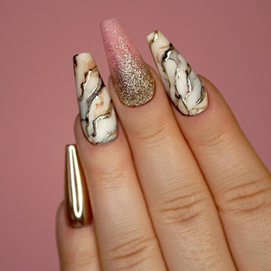 <span class=keywords><strong>Faux</strong></span> ongles à presser couleur nude naturel très vendus, motif marbré marron, <span class=keywords><strong>faux</strong></span> ongles artificiels <span class=keywords><strong>super</strong></span> longs, brillants, pointes à motifs, <span class=keywords><strong>faux</strong></span> ongles - Product Image 3