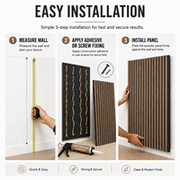 Panneau acoustique à lattes MORLENX en MDF finition grain de bois moka brun, avec dos en feutre absorbant le son, pour salon et salle de réunion
