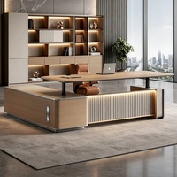 Bureau de direction électrique intelligent haut de gamme avec armoire latérale, design minimaliste, bureau de président moderne