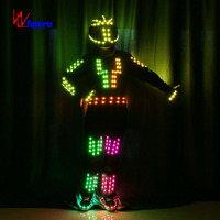 Светодиодный костюм Tron для танцев с RGB-подсветкой, костюм робота для выступлений диджеев на сцене, в ночных клубах, на карнавалах, фестивалях и мероприятиях.