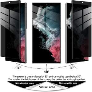 Verre trempé anti-espion pour <span class=keywords><strong>Samsung</strong></span> S24Ultra S23/<span class=keywords><strong>S22</strong></span> <span class=keywords><strong>Ultra</strong></span> déverrouillage par empreinte digitale protecteur d'écran à colle S24U verre de confidentialité - Product Image 2