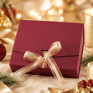 Caja de regalo magnética plegable de una pieza con impresión personalizada, paquete plano con lazo de organza, caja de embalaje de lujo para regalos cosméticos y souvenirs. - Product Image 5