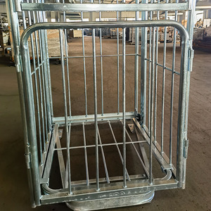 Almacén de alambre de <span class=keywords><strong>metal</strong></span> Carro plegable Carro de logística Seguridad completa 660LBS Contenedor de rollo de acero plegado - Product Image 3