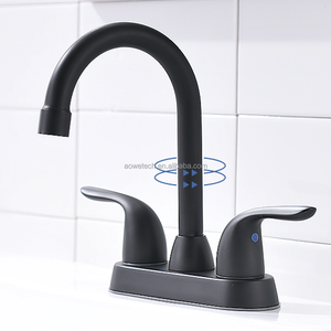 Grifo Mezclador de Baño Extraíble Moderno para Lavabo, Doble Manija, 3 Orificios, Negro, Zinc, Latón, Cerámica, para Gimnasio Exterior - Product Image 1