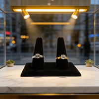 Présentoir à bagues double AURORA en velours couleur personnalisable – Idéal pour comptoir de bijouterie, montre plusieurs bagues simultanément