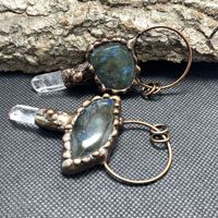 Vintage labradorite cristal blanc colonne hexagonale combinaison bronze mode chandail chaîne pendentif pierre pendentif