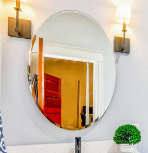 Salle de bain décorée avec mur de bain miroir en verre rond <span class=keywords><strong>meubles</strong></span> de maison modélisation décorative - Product Image 4