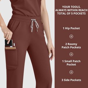 Conjunto de Uniformes Médicos FOXA para Mujer: Blusa sin Mangas con Cuello Alto y Pantalón Recto con 9 Bolsillos y Cintura Elástica para Yoga/Hospital - Product Image 5