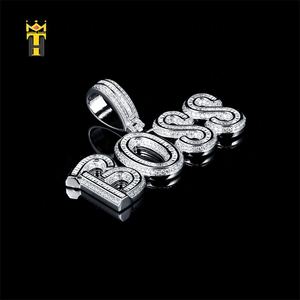 Hip Hop Populer Baguette Zircon Bos Besar Huruf Perak Huruf Liontin - Product Image 3
