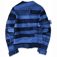 Veste en jean ciré DiZNEW style gothique punk multi-boucles, patchwork Y2K, manteau en jean ciré, streetwear cyberpunk, fabricant OEM
