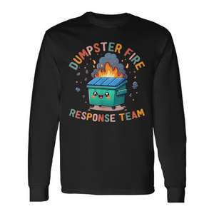 Camiseta de manga larga Kawaii del equipo de respuesta a incendios Dumpster Fire Response Team, camiseta promocional unisex con cuello redondo y estampado digital para adultos - Product Image 1