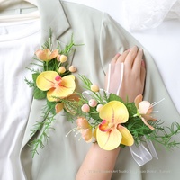 Korsase Anggrek Kupu-kupu dari Kain, Aksesoris Bunga untuk Pesta Pernikahan, Pengantin Pria dan Wanita
