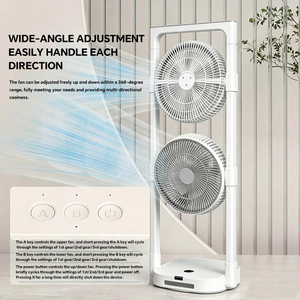 Nouveau <span class=keywords><strong>ventilateur</strong></span> de sol rechargeable à double tête, batterie 16000 mAh, 8 vitesses, minuterie, <span class=keywords><strong>silencieux</strong></span>, pliable, <span class=keywords><strong>pour</strong></span> <span class=keywords><strong>chambre</strong></span> et camping - Product Image 4
