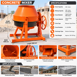 เครื่องผสมคอนกรีตสีส้มสำหรับงานหนักสำหรับโครงการก่อสร้าง แบบขับเคลื่อนด้วยเกียร์ธรรมดา - Product Image 4