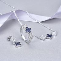 Poliva – bagues en argent Sterling 925 plaqué Rhodium, Style à la mode, trèfle à quatre feuilles, bague en cristal bleu
