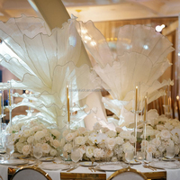 NIKA Accessoires de mariage, installation artistique géante en soie faite à la main pour vitrine de scène, support de fleurs, toile de fond artificielle en organza rose